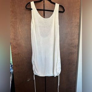 Light weight cream cover up dress with ties on the side